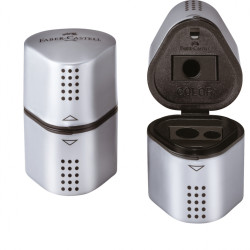 Zīmuļu asināmais ar konteineru 3 diametriem Faber-Castell Grip 2001, pelēks