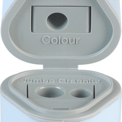 Zīmuļu asināmais Faber-Castell Grip 2001 ar konteineru, 3 diametri, gaiši zils