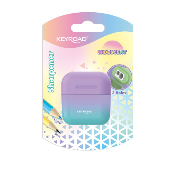 Zīmuļu asināmais Keyroad Iridescent ar konteineru, divi diametri