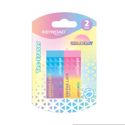 Kustutuskumm Keyroad Iridescent PVC-vaba, 2 tk, blistris