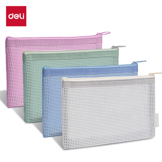 Mape ar rāvējslēdzēju Deli 245x140mm, tekstila, asorti