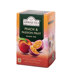 Melnā augļu tēja Ahmad Tea Peach & Passion Fruit, persiku un marakujas, 20gabx2gr, folijā