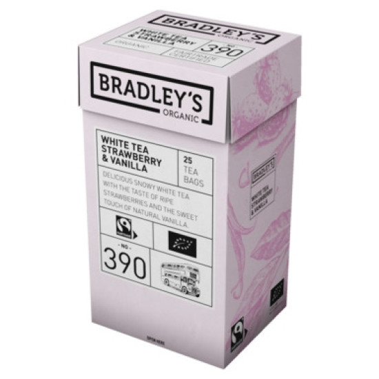 Белый чай Bradley's клубника-ваниль органический Fairtrade