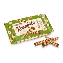 Vafeļu trubiņas ROSHEN KONAFETTO ar lazdu riekstu krēma pildījumu, 140g
