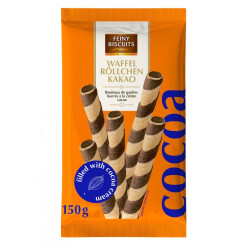 Vafeļu rullīši Feiny Biscuits ar kakao krēma pildījumu, 150g