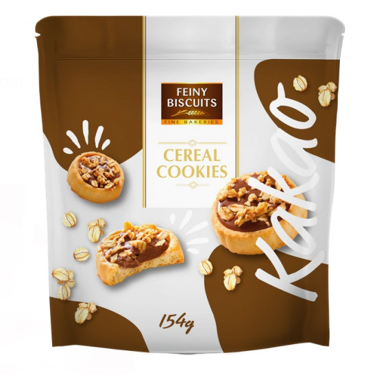 Graudaugu cepumi Feiny Biscuits ar kakao pildījumu, 154g