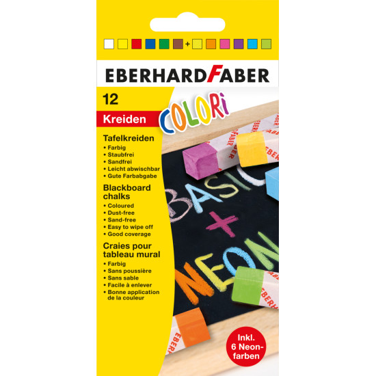 Меловыекарандаши Colori NeonBasic 12шт без пыли