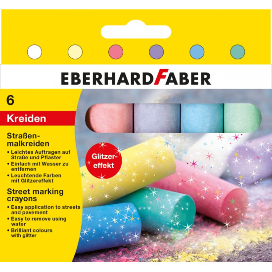 Мелки Eberhard Faber Глиттер 6шт с блестками