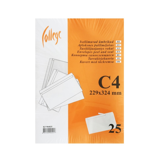 Конверты College "C4", Белый, Самозаклеивающиеся