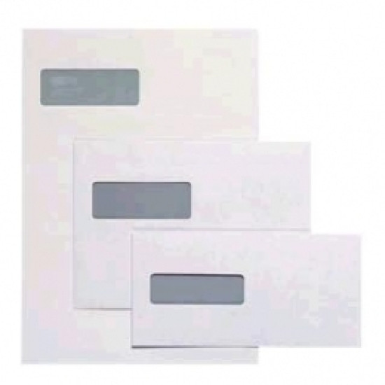 Pašlīmējošās aploksnes ar lodziņu College HK, E65, 110x220mm, 25gab/iep, baltas