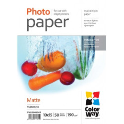 Фотобумага ColorWay 10x15 матовая 190г 50шт