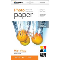Фотобумага ColorWay Glossy 230г 10x15см 50шт