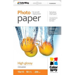 Фотобумага ColorWay Glossy 200г 10x15 50шт