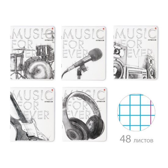 тетрадь 48л. "music. black & white"