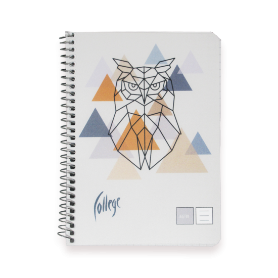 Līniju blociņš ar spirāli College VIP A6, 48 lapas,plastikāta vākos