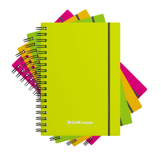 #Klade ar spirāli un gumiju NEON, rūtiņu, A6/80