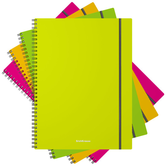 #Klade ar spirāli un gumiju NEON, rūtiņu, A4/80