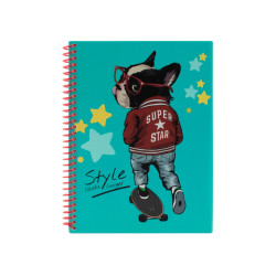 Klade ar spirāli OPTIMA "Pets Fashion: Bulldog" A5, rūtiņu (80)