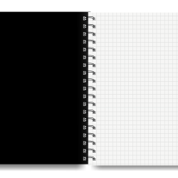 Rūtiņu klade ar spirāli College A5+, Soft-Touch vāks, 60 lapas, melna