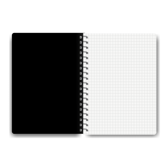 Rūtiņu klade ar spirāli College A5+, Soft-Touch vāks, 60 lapas, melna