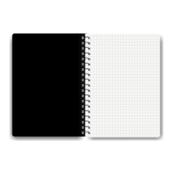 Rūtiņu klade ar spirāli College A5+, plastikāta vāki, 60 lapas, melna