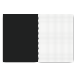 Rūtiņu klade ar spirāli College A4+, Soft-Touch vāks, 60 lapas, melna