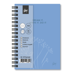 Rūtiņu klade ar spirāli College Soft-Touch A5, 80 lapas, cietos vākos, zila