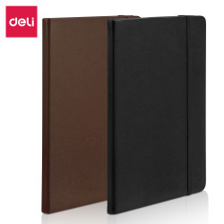 Тетрадь DELI "EN112G", Black, с износостойкой кожаной обложкой