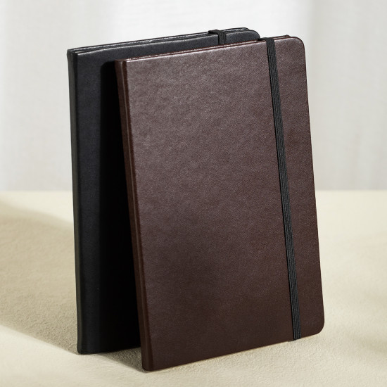 Тетрадь DELI "EN112G", Black, с износостойкой кожаной обложкой