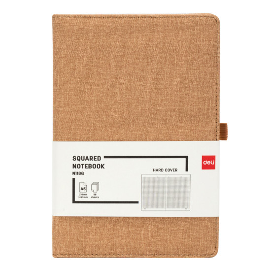 Блокнот DELI Khaki A5 кожаный 96л 80г