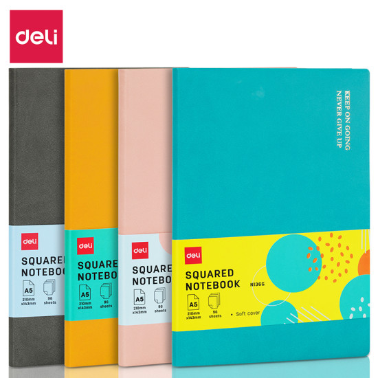 Кожаный блокнот DELI GREY A5 96 листов 70г/м²