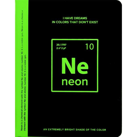 Записная книжка "deVENTE. Black&Light green neon" A5 (145 ммx205 мм) 160 стр, кремовая бумага 70 г/м² в клетку, печать в 1 краску, твердая комбинированная обложка из искусственной кожи, неоновая шелкография, 1 ляссе