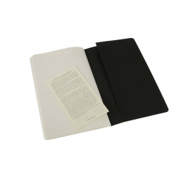Piezīmju grāmatas Moleskine Cahier 13x21cm, līniju, mīkstos vākos, 3gab/iep., melnas