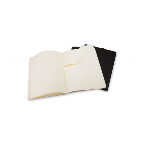 Piezīmju grāmatas Moleskine Cahier 19x25cm, 120 baltas lapas, 3gab/iep., mīkstos vākos, melns