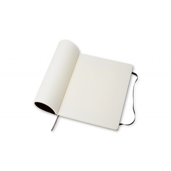 Piezīmju grāmata ar gumiju Moleskine Classic 19x25cm, 192 lapas, līniju, mīkstos vākos, melna