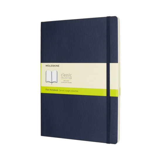 Блокнот Moleskine "Classic Soft Cover", Sapphire Blue, Лежит ровно.