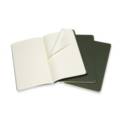 Piezīmju grāmata Moleskine Cahier 13x21cm, līniju, mīkstie vāki, 3 gab., zaļš