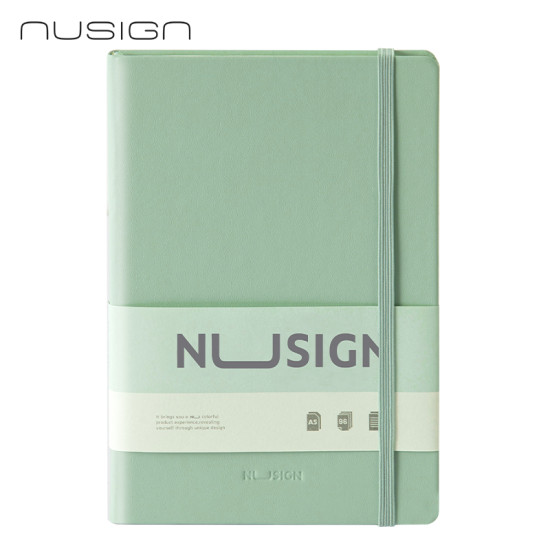 Блокнот Nusign с обложкой из искусственной кожи, Green, Чернилостойкая бумага