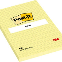 Līmlapiņas 3M Post-It 102x152mm, 100 lapiņas, rūtiņu, dzeltenas