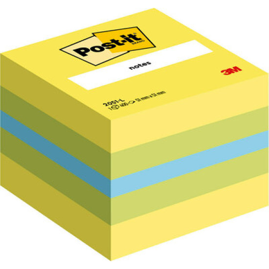 Līmlapiņu kubs 3M Post-It Mini 51x51mm, 400 lapiņas, citrona krāsā