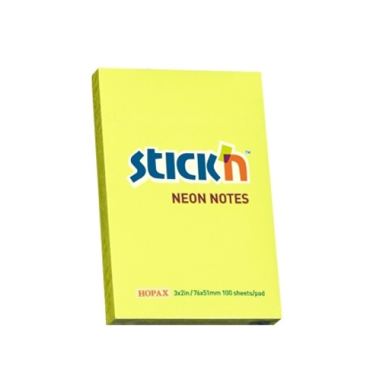 Стикеры Stick'N "21132", Neon Yellow, с усиленным клеем
