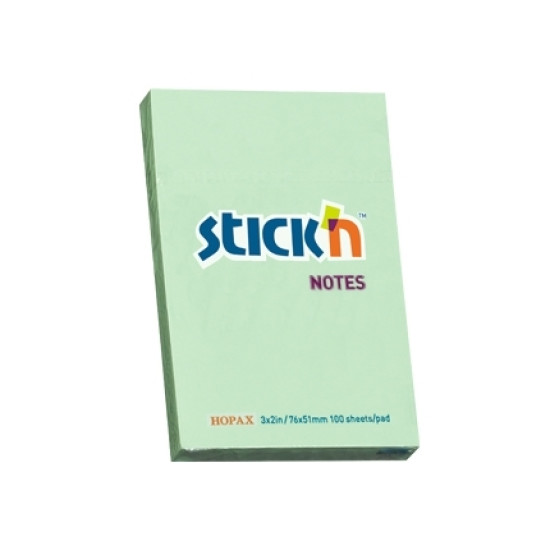 Līmlapiņas StickN 21147, 51x76mm, 100 lapiņas, zaļas