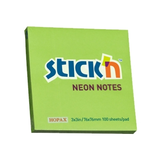 Липкие заметки Stick'N "21167", Neon Lime, Универсальное прилипание