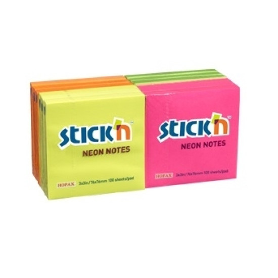 Стикеры Stick'N "21332", Neon Assorted, Высокая видимость