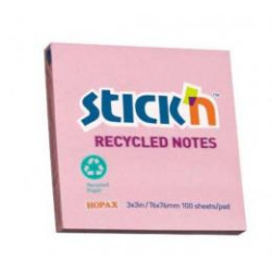 Клейкие листики Stick´N 21433 Eco 76x76mm, 100 листов, розовые