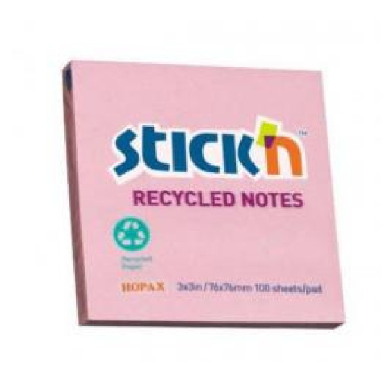 Клейкие листики Stick´N 21433 Eco 76x76mm, 100 листов, розовые