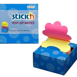 *Līmlapiņas StickN 21430 Z-veida, 76x76mm, 200 lapiņas, zieda forma, sarkanas, dzeltenas