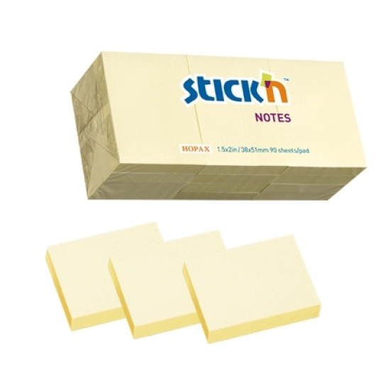 Клейкие листки StickN "21530", Yellow, Усиленная клейкость