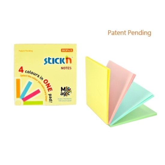 Стикеры Stick'N "Magic Pads", Pastel Assorted, Чистое удаление.