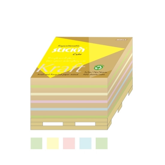 Kraft Cube,3x3´´,400sheets/cube,Kraft & Recycled Mixed